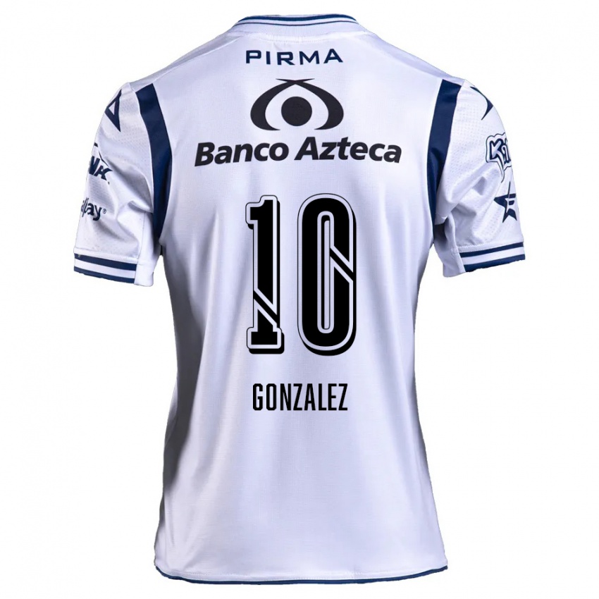 Niño Camiseta Jair González #10 Blanco Azul Marino 1ª Equipación 2024/25 La Camisa Argentina