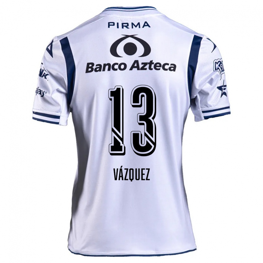 Niño Camiseta Ivo Vázquez #13 Blanco Azul Marino 1ª Equipación 2024/25 La Camisa Argentina