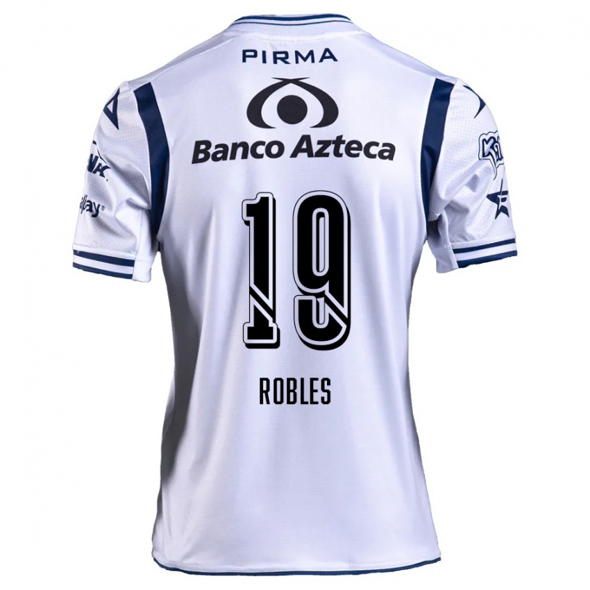 Niño Camiseta Ángel Robles #19 Blanco Azul Marino 1ª Equipación 2024/25 La Camisa Argentina