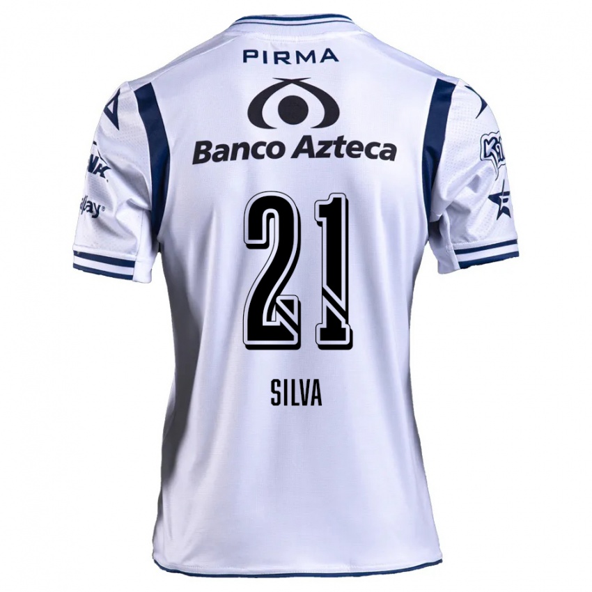 Niño Camiseta Gastón Silva #21 Blanco Azul Marino 1ª Equipación 2024/25 La Camisa Argentina