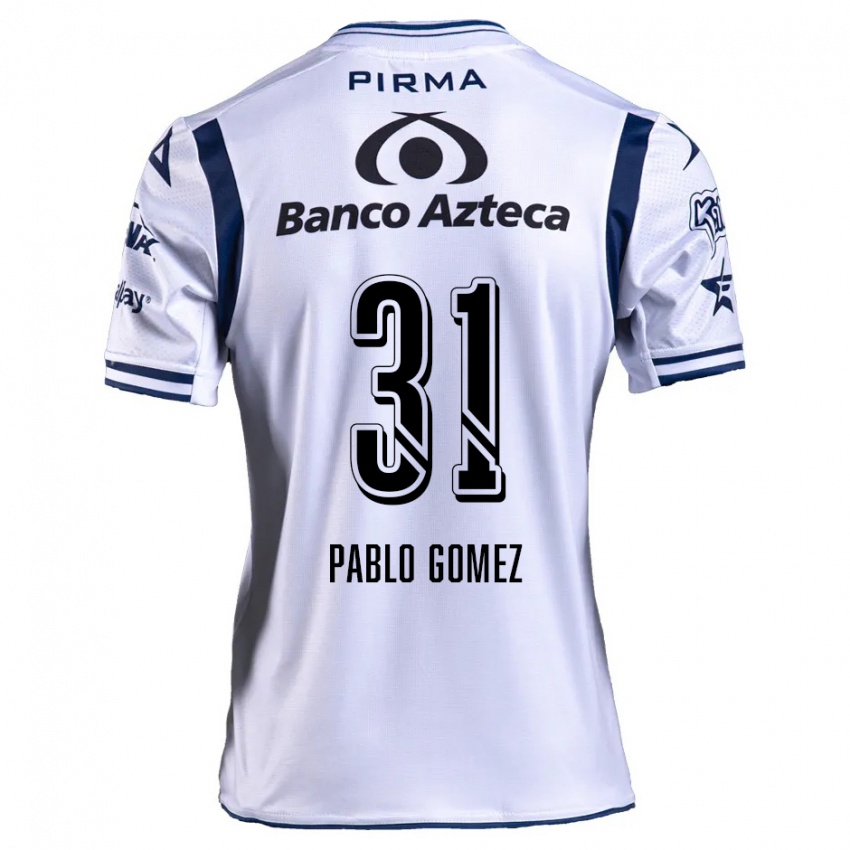 Niño Camiseta Juan Pablo Gómez #31 Blanco Azul Marino 1ª Equipación 2024/25 La Camisa Argentina