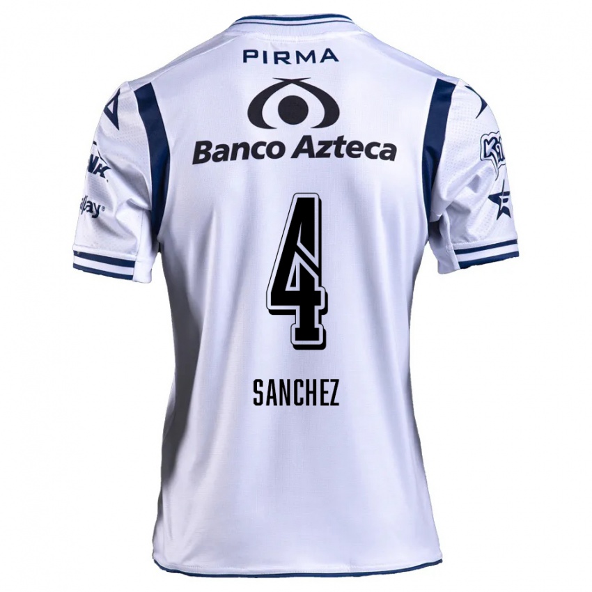 Niño Camiseta Liliana Sánchez #4 Blanco Azul Marino 1ª Equipación 2024/25 La Camisa Argentina