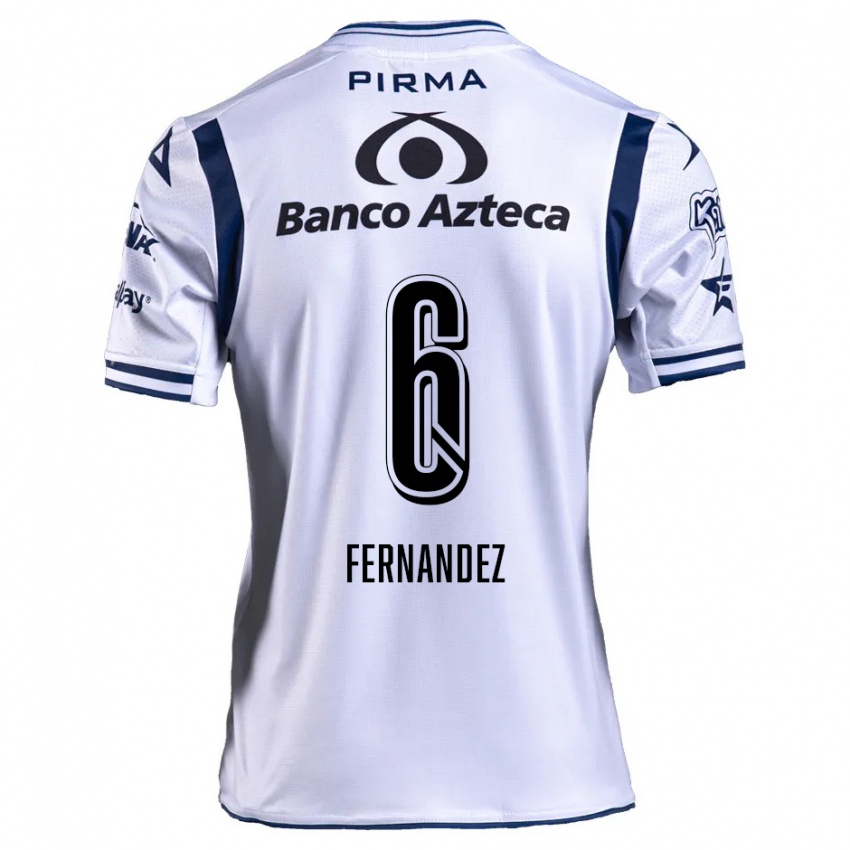 Niño Camiseta Liliana Fernández #6 Blanco Azul Marino 1ª Equipación 2024/25 La Camisa Argentina