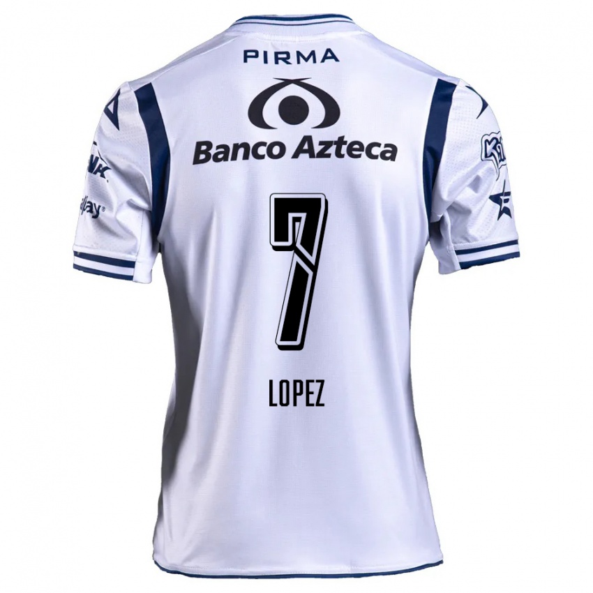 Niño Camiseta Viridiana López #7 Blanco Azul Marino 1ª Equipación 2024/25 La Camisa Argentina