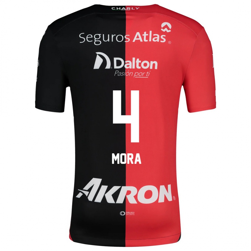 Niño Camiseta Adrián Mora #4 Negro Rojo 1ª Equipación 2024/25 La Camisa Argentina