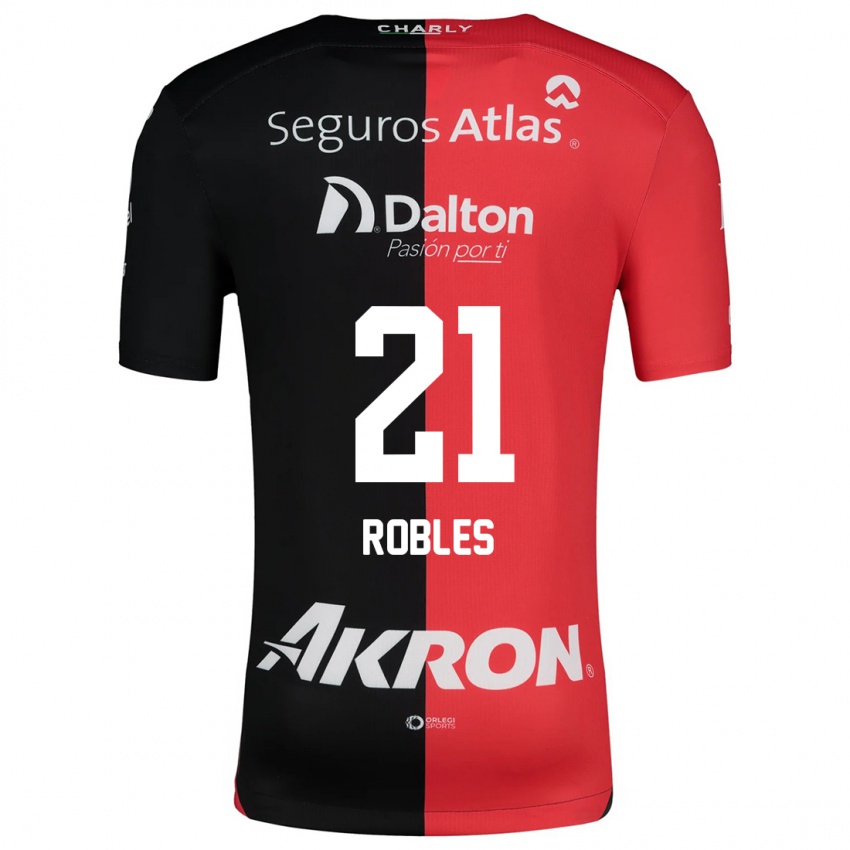 Niño Camiseta Carlos Robles #21 Negro Rojo 1ª Equipación 2024/25 La Camisa Argentina