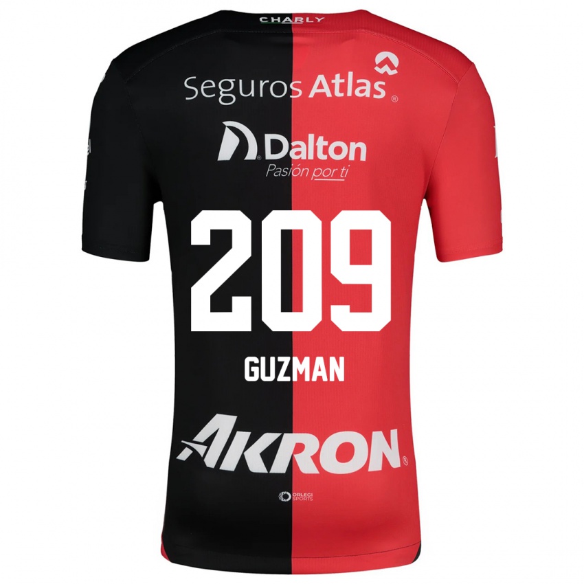 Niño Camiseta Jorge Guzmán #209 Negro Rojo 1ª Equipación 2024/25 La Camisa Argentina