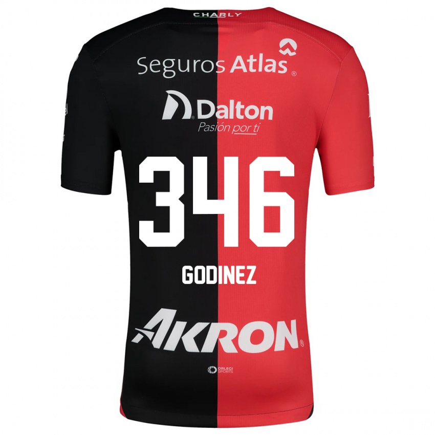 Niño Camiseta Olmo Godínez #346 Negro Rojo 1ª Equipación 2024/25 La Camisa Argentina