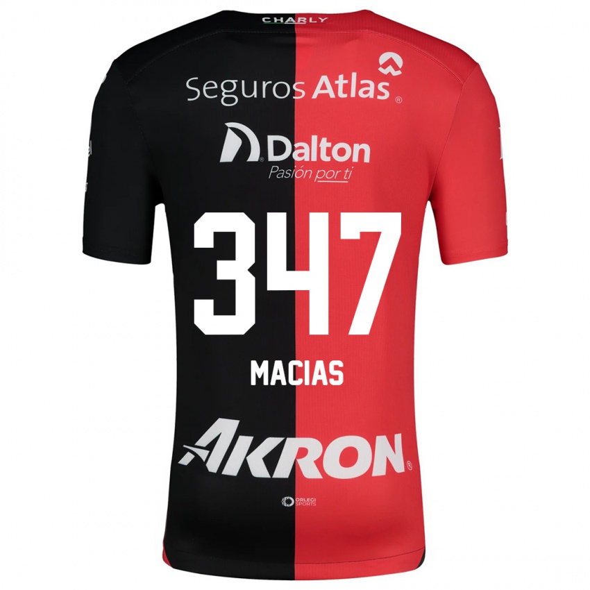 Niño Camiseta Ángel Macías #347 Negro Rojo 1ª Equipación 2024/25 La Camisa Argentina