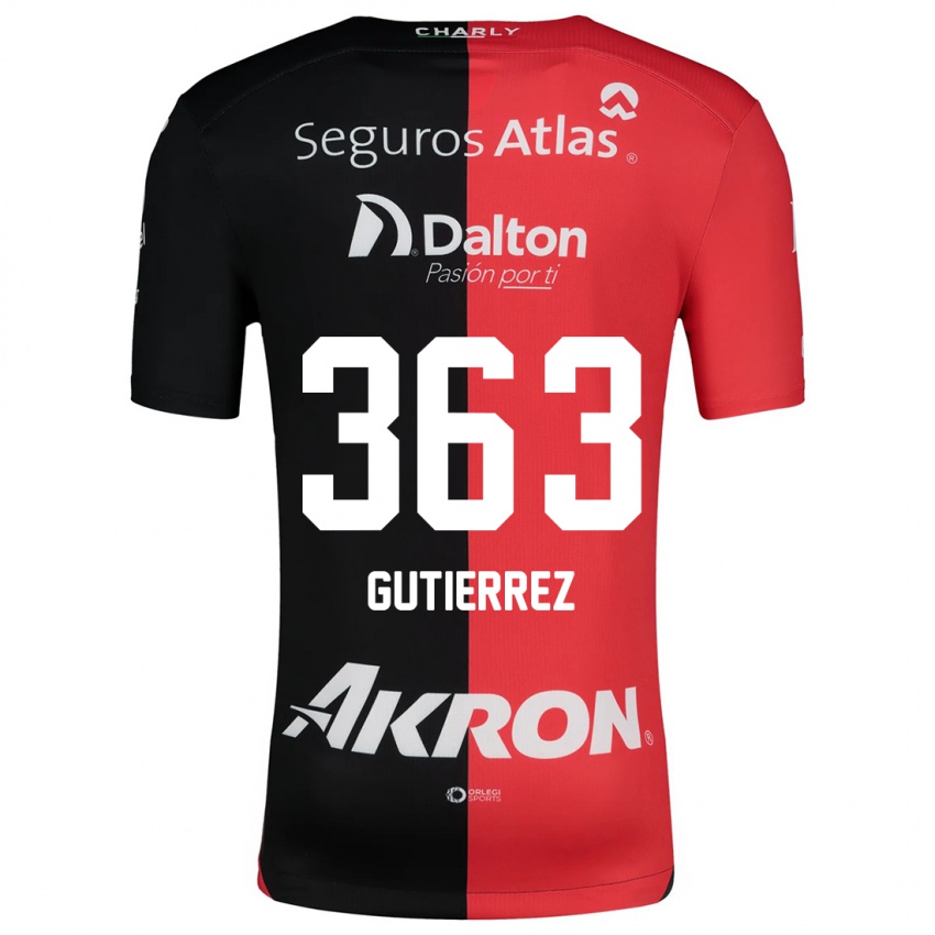 Niño Camiseta Orlando Gutiérrez #363 Negro Rojo 1ª Equipación 2024/25 La Camisa Argentina