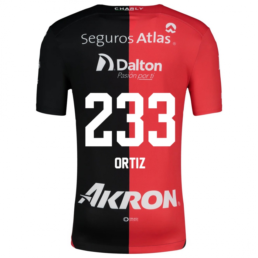 Niño Camiseta Brandon Ortiz #233 Negro Rojo 1ª Equipación 2024/25 La Camisa Argentina