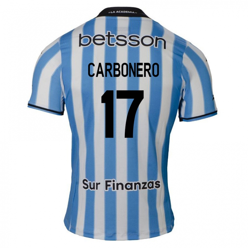 Niño Camiseta Johan Carbonero #17 Azul Blanco Negro 1ª Equipación 2024/25 La Camisa Argentina