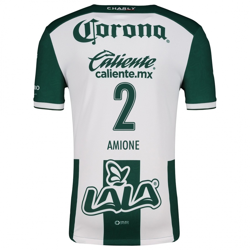 Niño Camiseta Bruno Amione #2 Verde Blanco 1ª Equipación 2024/25 La Camisa Argentina