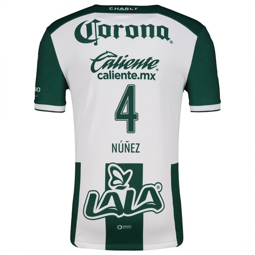 Niño Camiseta Santiago Núñez #4 Verde Blanco 1ª Equipación 2024/25 La Camisa Argentina