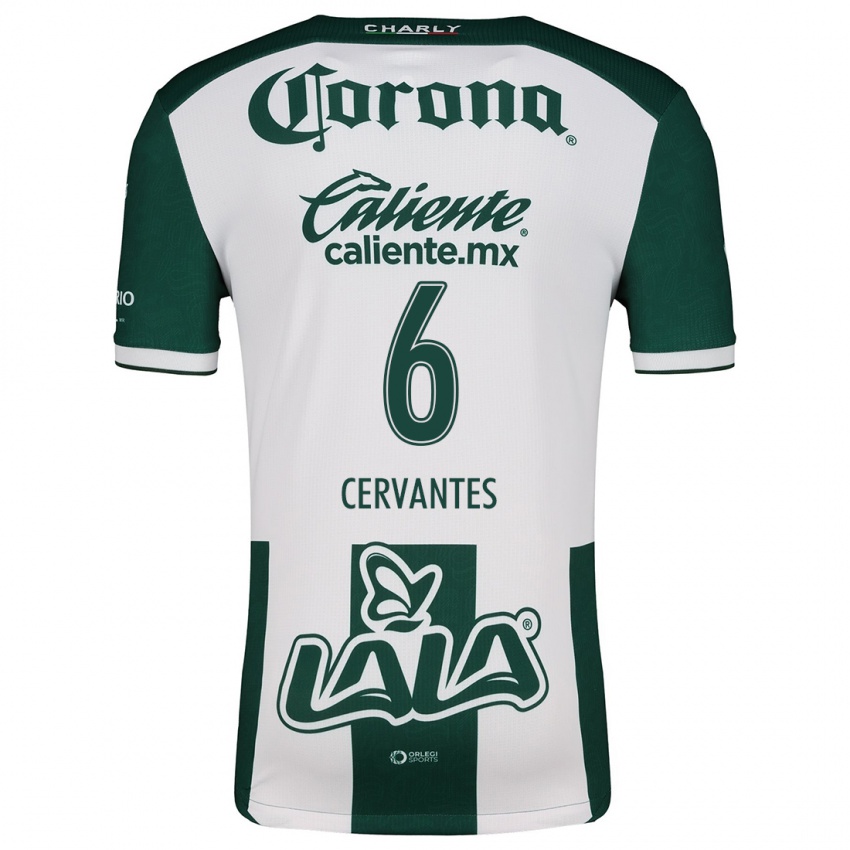 Niño Camiseta Alan Cervantes #6 Verde Blanco 1ª Equipación 2024/25 La Camisa Argentina