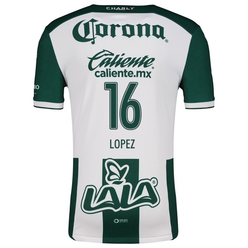 Niño Camiseta Aldo López #16 Verde Blanco 1ª Equipación 2024/25 La Camisa Argentina