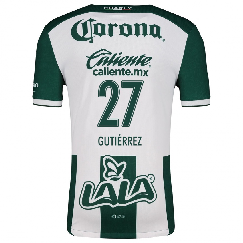 Niño Camiseta Luis Gutiérrez #27 Verde Blanco 1ª Equipación 2024/25 La Camisa Argentina