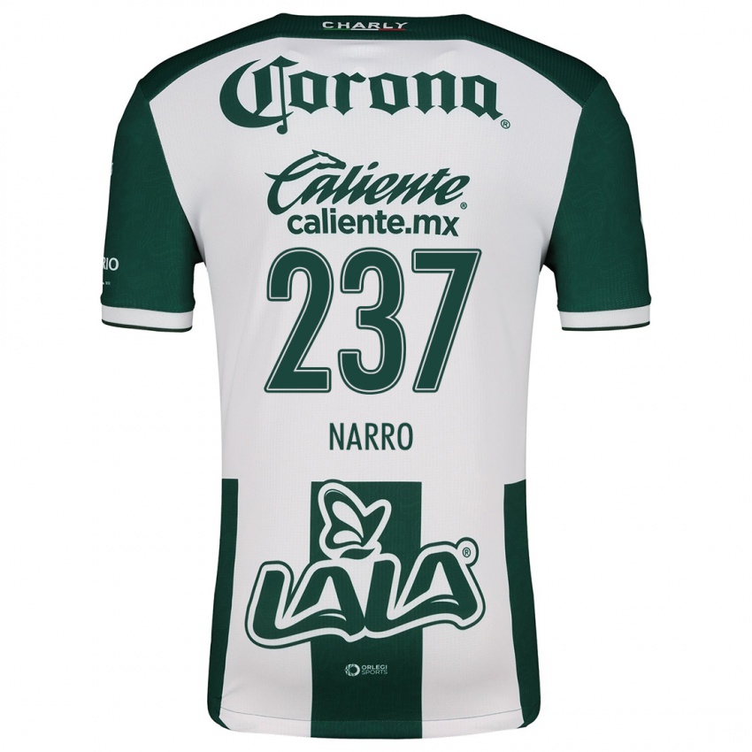 Niño Camiseta Ernesto Narro #237 Verde Blanco 1ª Equipación 2024/25 La Camisa Argentina