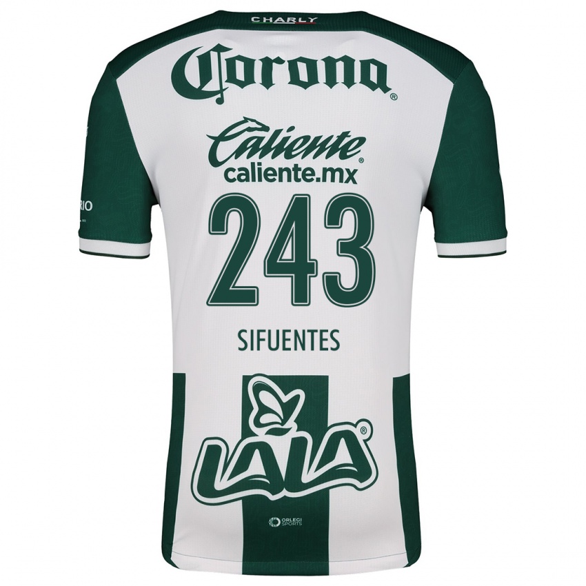 Niño Camiseta José Sifuentes #243 Verde Blanco 1ª Equipación 2024/25 La Camisa Argentina