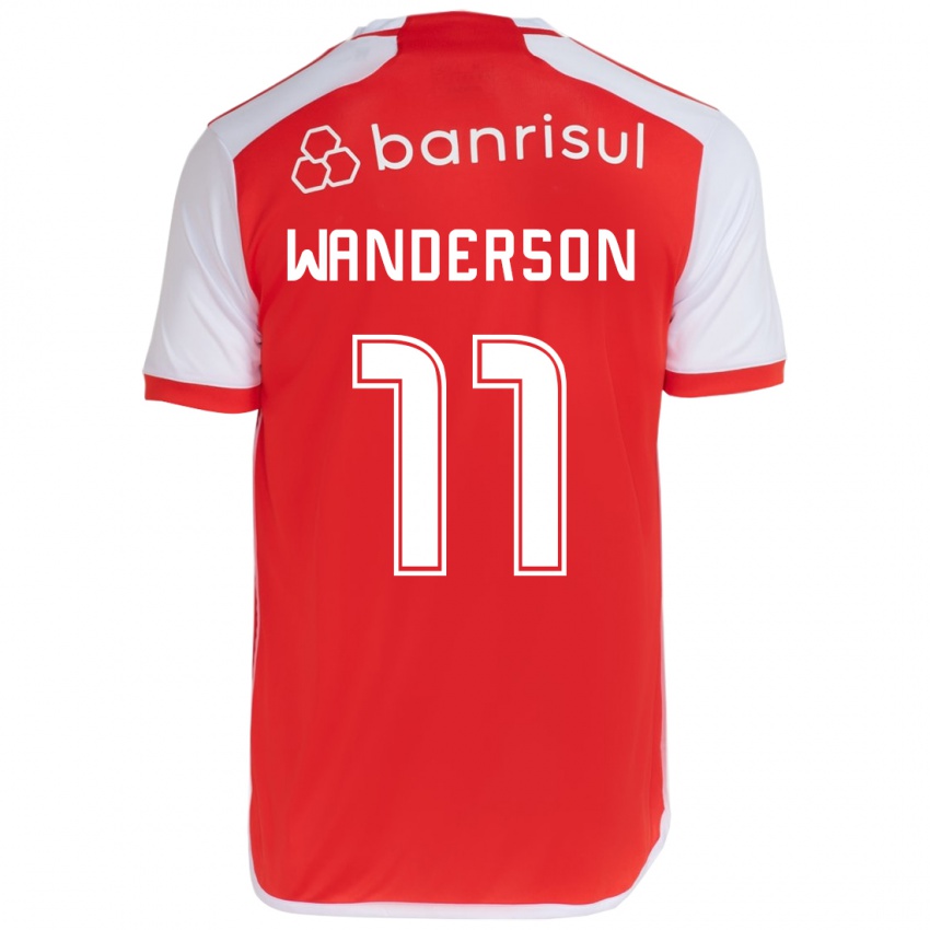 Niño Camiseta Wanderson #11 Rojo Blanco 1ª Equipación 2024/25 La Camisa Argentina