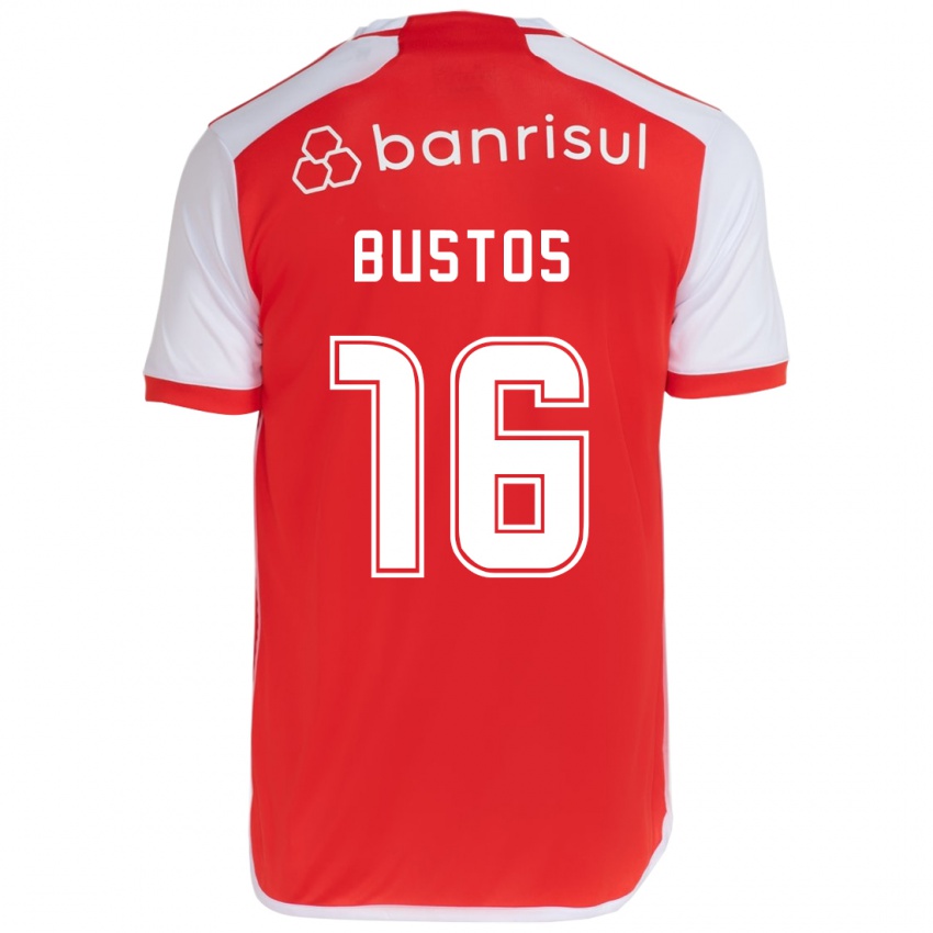 Niño Camiseta Fabricio Bustos #16 Rojo Blanco 1ª Equipación 2024/25 La Camisa Argentina