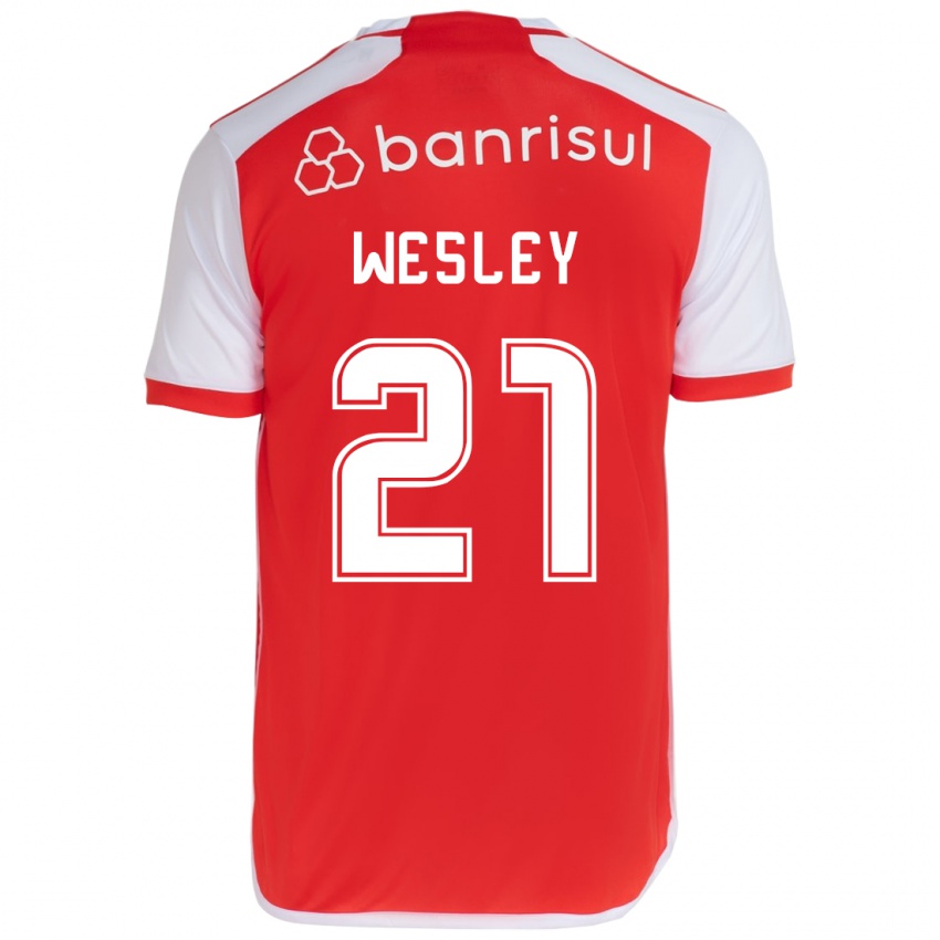 Niño Camiseta Wesley #21 Rojo Blanco 1ª Equipación 2024/25 La Camisa Argentina