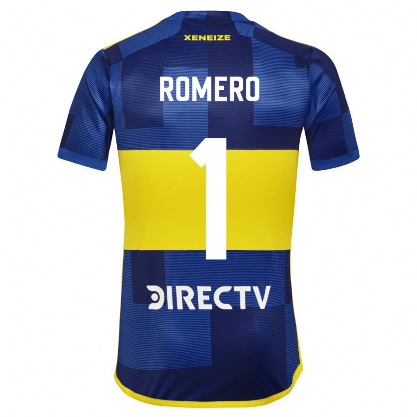 Niño Camiseta Sergio Romero #1 Azul Amarillo 1ª Equipación 2024/25 La Camisa Argentina