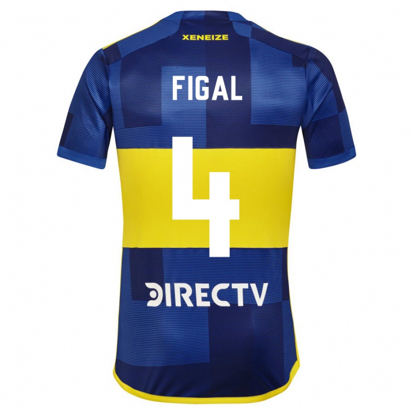 Niño Camiseta Nicolas Figal #4 Azul Amarillo 1ª Equipación 2024/25 La Camisa Argentina