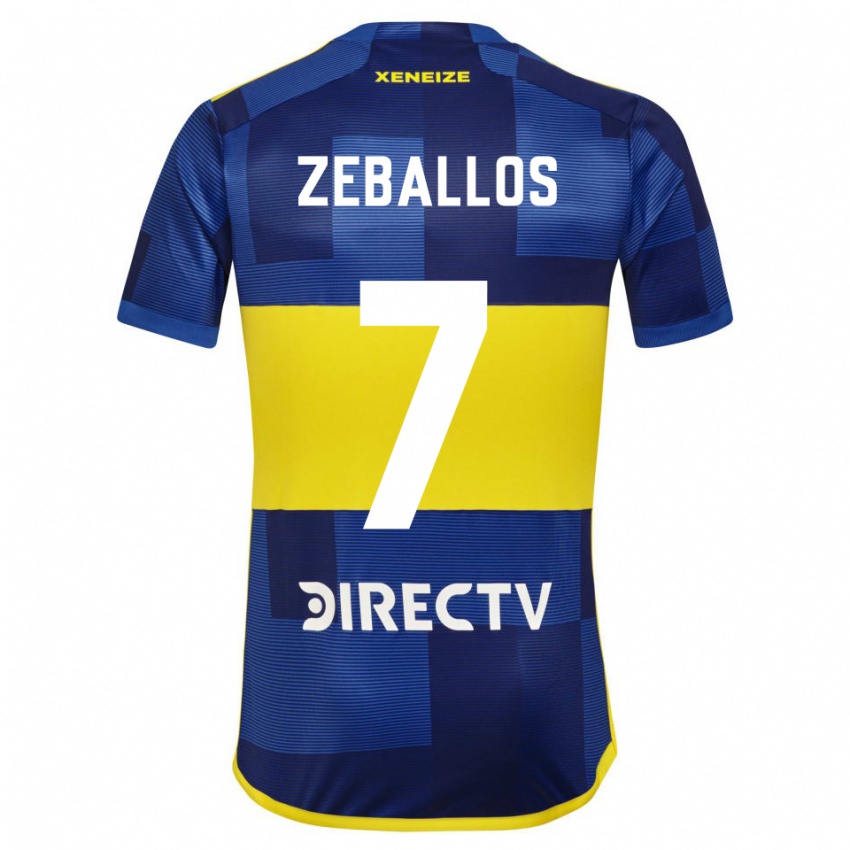 Niño Camiseta Exequiel Zeballos #7 Azul Amarillo 1ª Equipación 2024/25 La Camisa Argentina