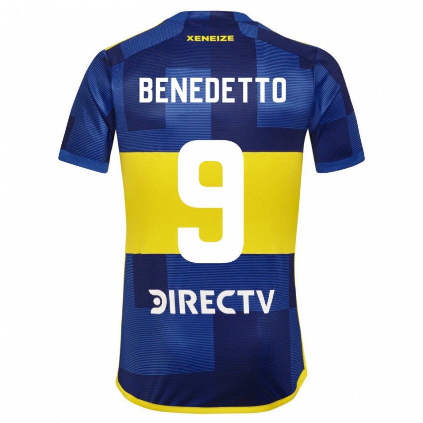 Niño Camiseta Dario Benedetto #9 Azul Amarillo 1ª Equipación 2024/25 La Camisa Argentina