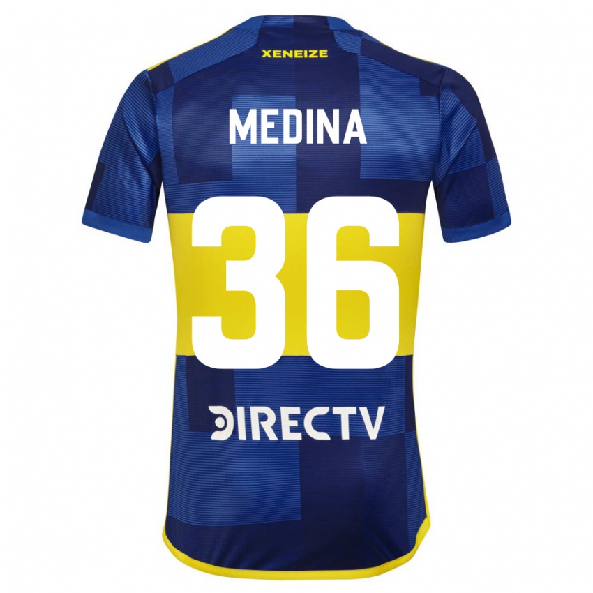 Niño Camiseta Cristian Medina #36 Azul Amarillo 1ª Equipación 2024/25 La Camisa Argentina