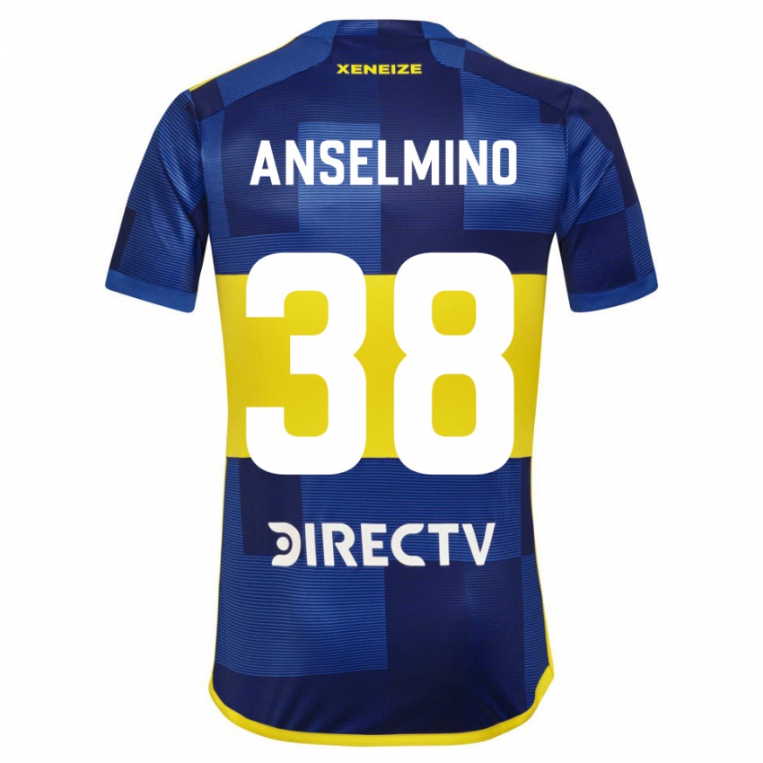 Niño Camiseta Aarón Anselmino #38 Azul Amarillo 1ª Equipación 2024/25 La Camisa Argentina