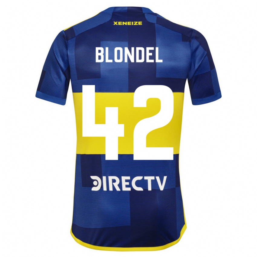 Niño Camiseta Lucas Blondel #42 Azul Amarillo 1ª Equipación 2024/25 La Camisa Argentina