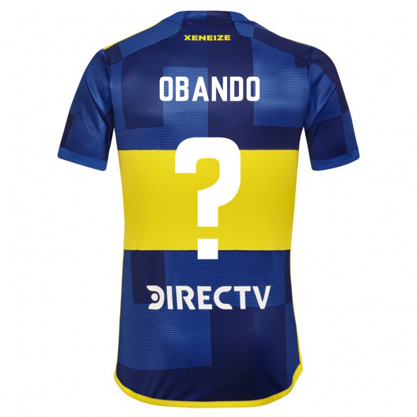 Niño Camiseta Agustin Obando #0 Azul Amarillo 1ª Equipación 2024/25 La Camisa Argentina