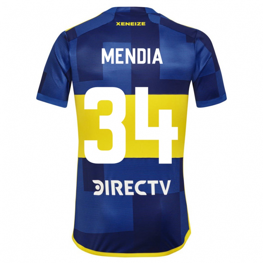 Niño Camiseta Mateo Mendia #34 Azul Amarillo 1ª Equipación 2024/25 La Camisa Argentina