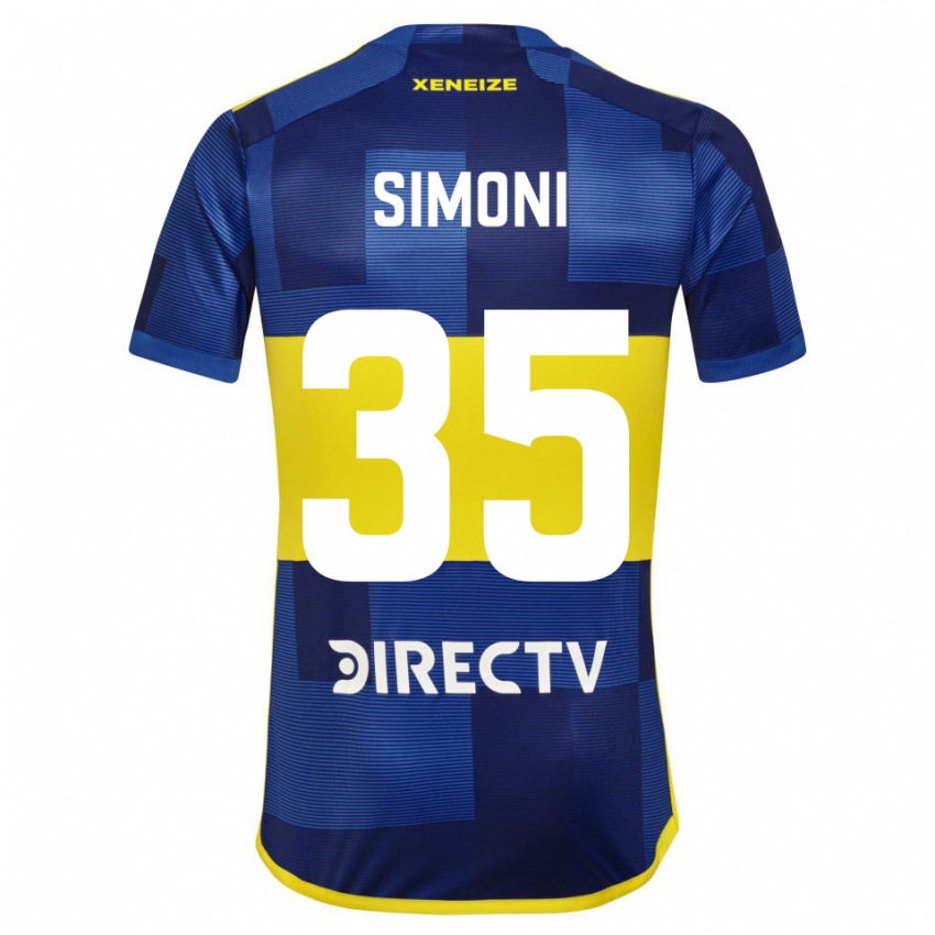 Niño Camiseta Valentino Simoni #35 Azul Amarillo 1ª Equipación 2024/25 La Camisa Argentina