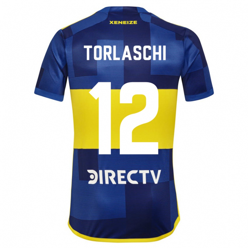 Niño Camiseta Lucas Torlaschi #12 Azul Amarillo 1ª Equipación 2024/25 La Camisa Argentina