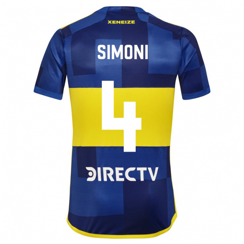 Niño Camiseta Tiago Simoni #4 Azul Amarillo 1ª Equipación 2024/25 La Camisa Argentina