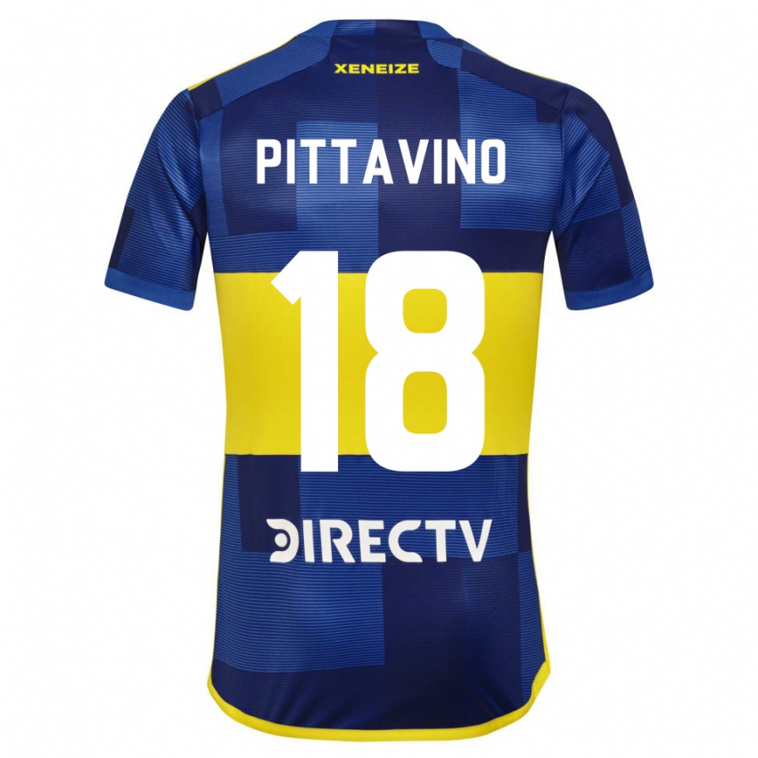 Niño Camiseta Rodrigo Pittavino #18 Azul Amarillo 1ª Equipación 2024/25 La Camisa Argentina