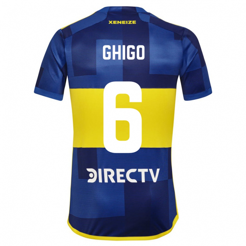 Niño Camiseta Cecilia Ghigo #6 Azul Amarillo 1ª Equipación 2024/25 La Camisa Argentina