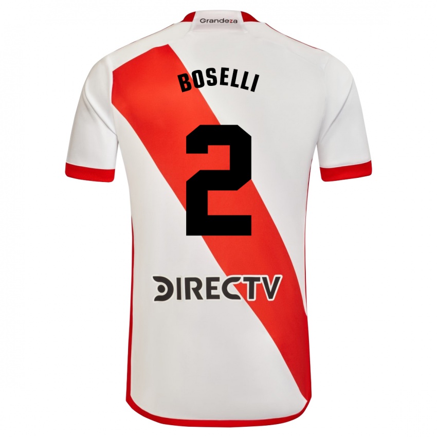 Niño Camiseta Sebastián Boselli #2 Blanco Rojo 1ª Equipación 2024/25 La Camisa Argentina