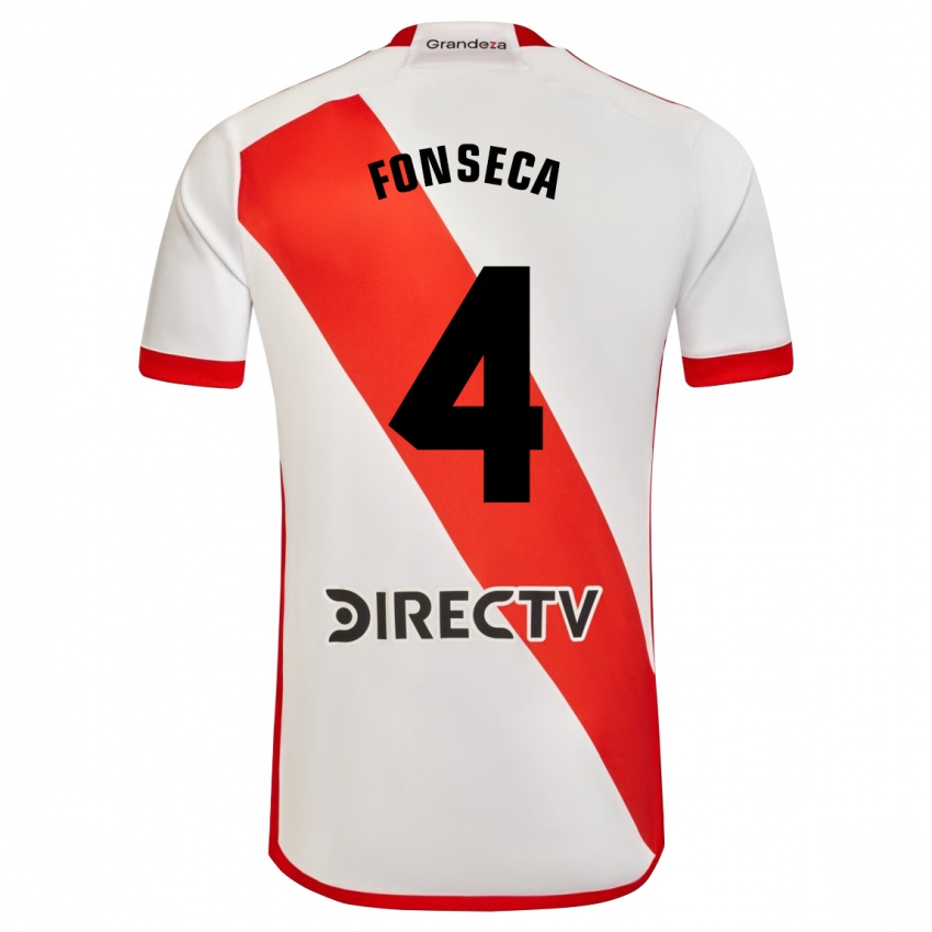 Niño Camiseta Nicolás Fonseca #4 Blanco Rojo 1ª Equipación 2024/25 La Camisa Argentina