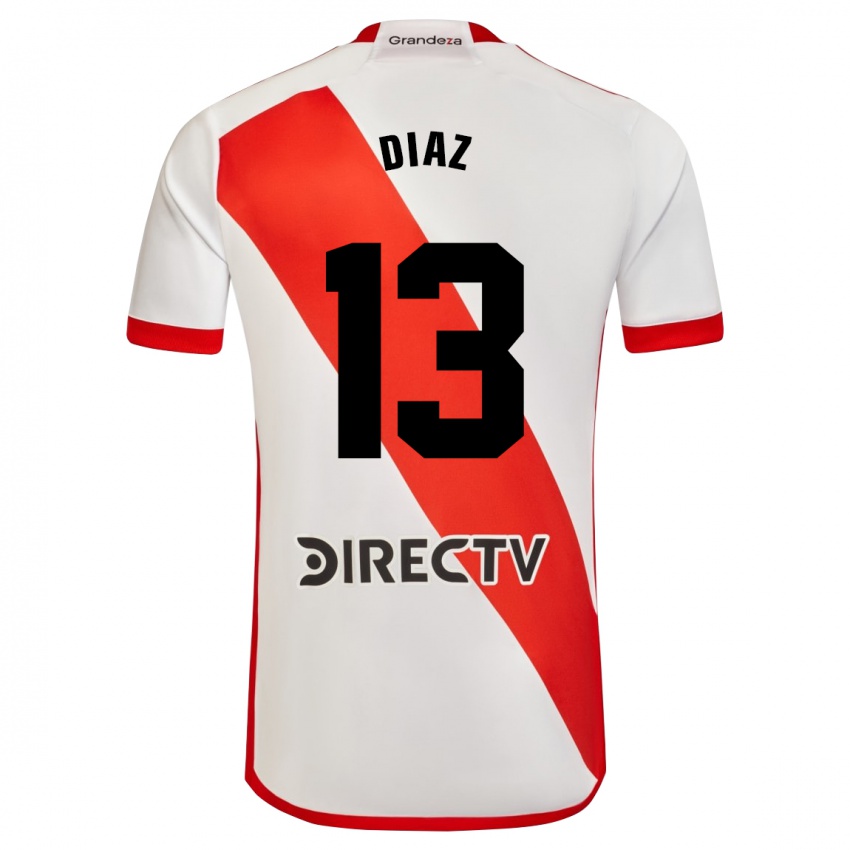 Niño Camiseta Enzo Díaz #13 Blanco Rojo 1ª Equipación 2024/25 La Camisa Argentina