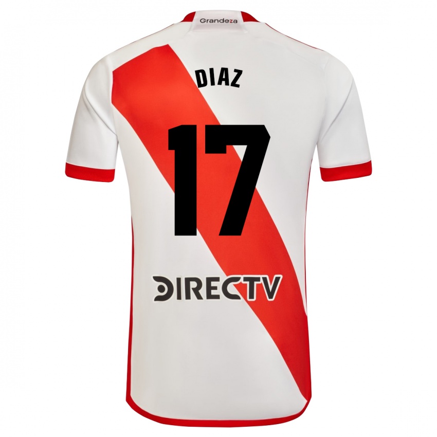 Niño Camiseta Paulo Diaz #17 Blanco Rojo 1ª Equipación 2024/25 La Camisa Argentina