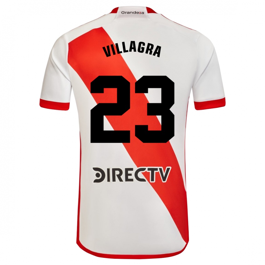 Niño Camiseta Rodrigo Villagra #23 Blanco Rojo 1ª Equipación 2024/25 La Camisa Argentina