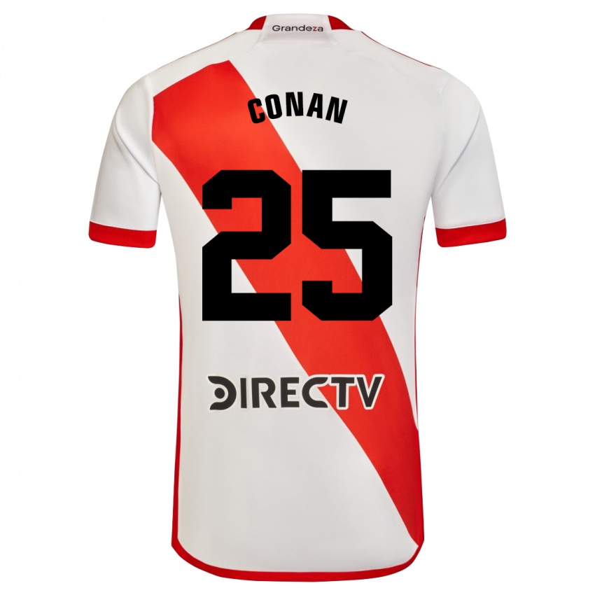 Niño Camiseta Conan Ledesma #25 Blanco Rojo 1ª Equipación 2024/25 La Camisa Argentina