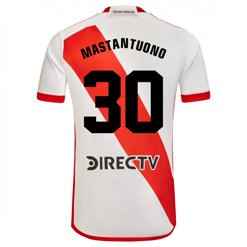 Niño Camiseta Franco Mastantuono #30 Blanco Rojo 1ª Equipación 2024/25 La Camisa Argentina