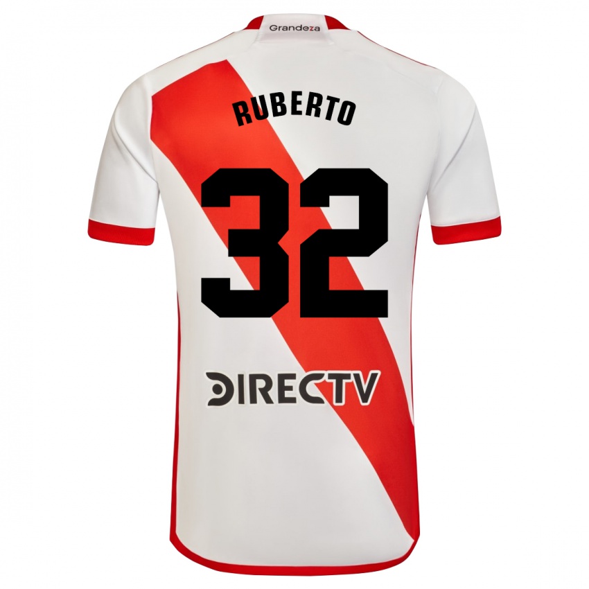 Niño Camiseta Agustín Ruberto #32 Blanco Rojo 1ª Equipación 2024/25 La Camisa Argentina