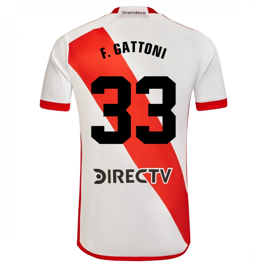 Niño Camiseta Federico Gattoni #33 Blanco Rojo 1ª Equipación 2024/25 La Camisa Argentina