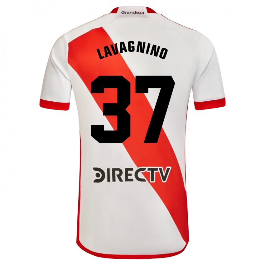 Niño Camiseta Lucas Lavagnino #37 Blanco Rojo 1ª Equipación 2024/25 La Camisa Argentina